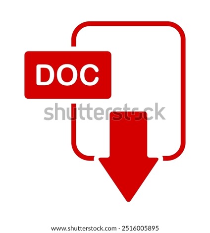 Vector illustration of Document download icon on white background.