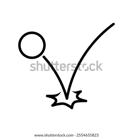 Vector illustration of the ball bounces off the surface icon on white background.