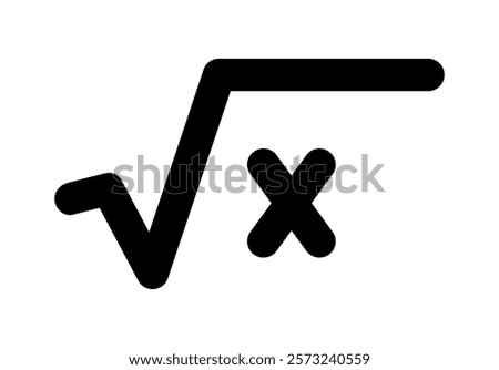 Vector illustration of square root alt icon on white background.