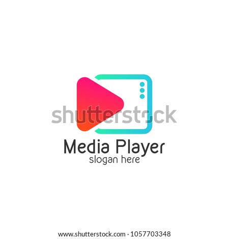 Play button Media Player Logo Vector Illustration Video Design Templates with White Background
