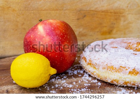 Similar – Image, Stock Photo Doughnuts near ingredients on table