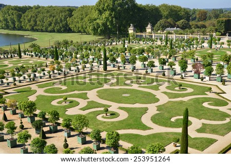 France, old car in the Versailles Palace park in Ile de France