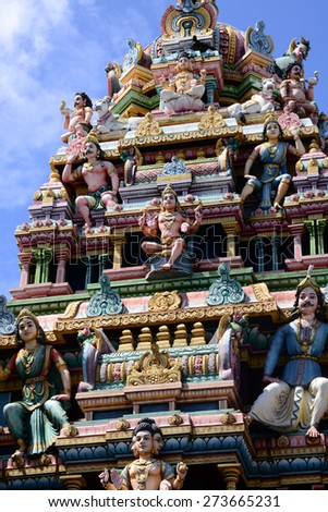 Mauritius, the picturesque indian temple of Goodlands