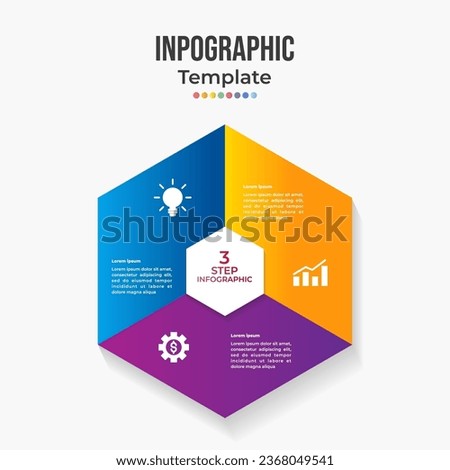 Vector infographic Hexagon. Template for graph, cycling diagram, round chart, workflow layout, number options, web design. 3 steps, parts, options, stages business concept