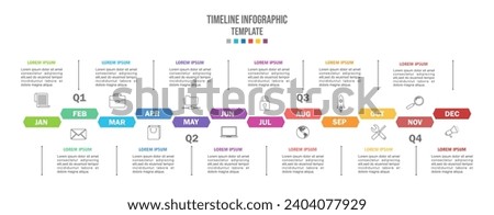 Monthly modern Timeline Gantt chart with quarters in yellow tone, presentation vector infographic. Infographic template for business.