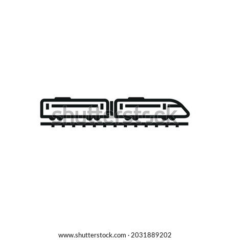 Electric train vector outline style black filled icon isolated on transparent background