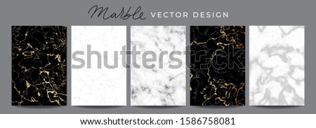 Set of marble vector design luxury backgrounds. Collection consists of black, white, gray marmoreal stone texture templates with golden lines for wedding invite, greeting, birthday card and covers Foto stock © 