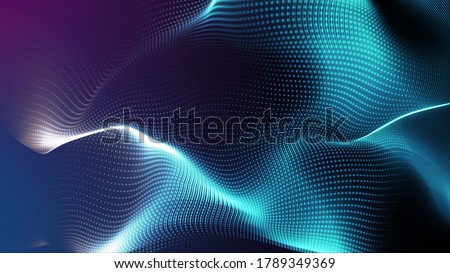 Electric power light energy line wave fabric motion blur, big cloud data online digital world technology background, 3D futuristic iot neon vibrant light abstract metaverse cyber space background