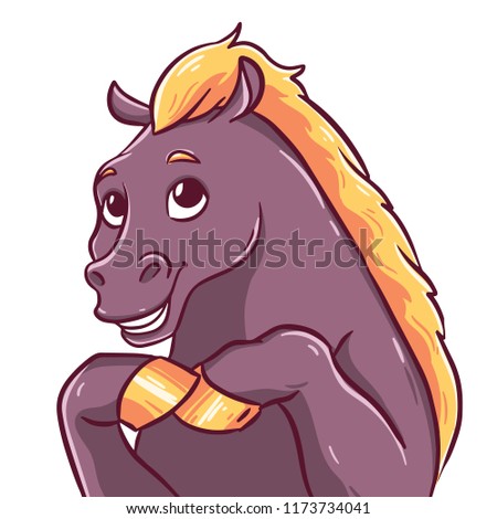 Dark horse in cartoon style.