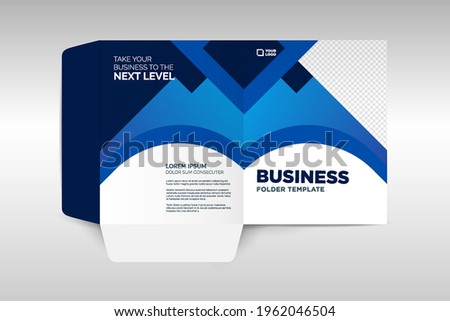 Business folder for files, design. The layout is for posting information about the company, photo, text.