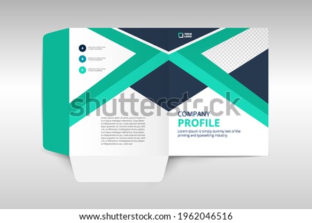 Business folder for files, design. The layout is for posting information about the company, photo, text.