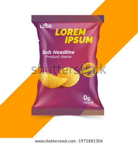 Potato chips package design, foil bags with the original file in 3d illustration.  Chip's packaging ideas | chip packaging, packaging, chips.