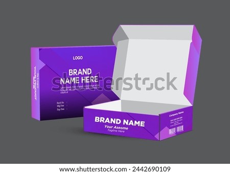 Gift box design, product box design and pizza box with multiple color and gray background vector eps mockup.