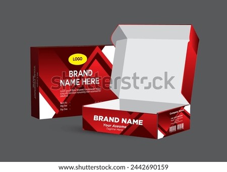 Gift box design, product box design and pizza box with multiple color and gray background vector eps mockup.