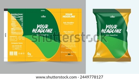 chips package design, foil bags isolated on white background in 3d illustration vector eps