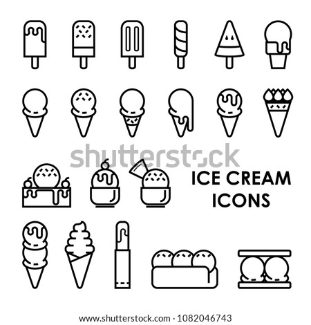 ice cream icons 2D and line style