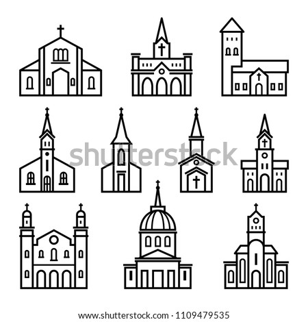 church , building icon in linear style