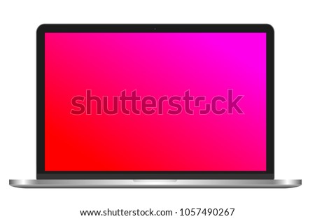 Photorealistic vector silver laptop apple macbook (mac) isolated on white background. 