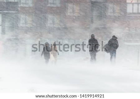 Similar – Image, Stock Photo heavy fog with bad visibility over Latvia forest country road. Dangerous partially ruined asphalt highway in misty morning