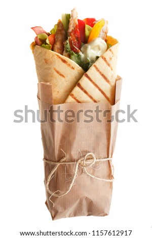 Similar – Foto Bild Döner oder Schawarma-Sandwich auf Holztisch.