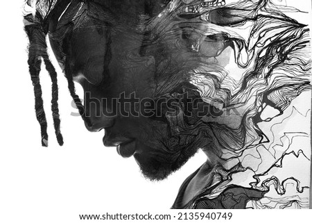 Image, Stock Photo Black man with dreadlocks looking at camera