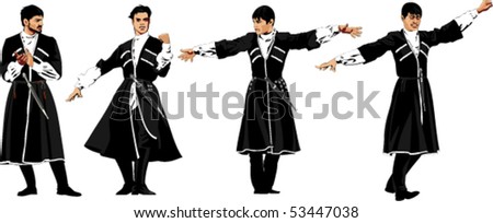 Some pose of   Georgia national dance â?? lezginka (Vector illustration)