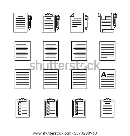 Document and Margin Paragraph  line icons set vector illustration. word, margin, align center, align left, align right, justify, paragraph, checklist, signature. Pixel perfect. Editable Stroke