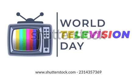 Color Tv Day 21 June greeting card with vintage television colorful on screen and greeting text