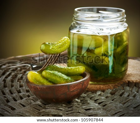 Gherkins. Pickles. Salted Cucumbers still-life