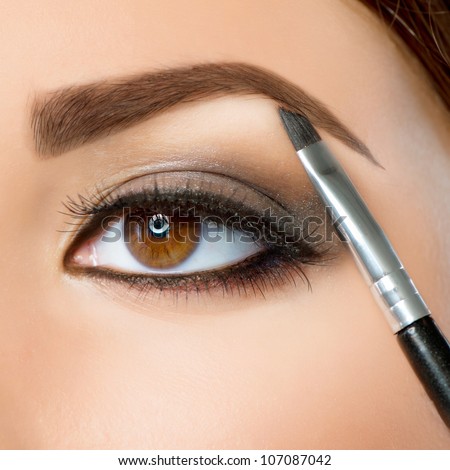Make-up. Eyebrow Makeup.Brown Eyes