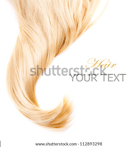 Hair.Healthy Blond Hair isolated on white.Blonde Hair closeup