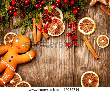 Christmas Holiday Background.Gingerbread Man