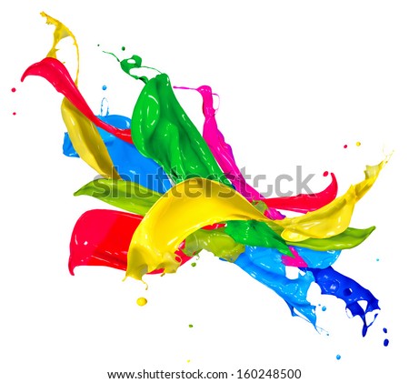 Colorful Paint Splash Isolated On White Background. Abstract Colored ...