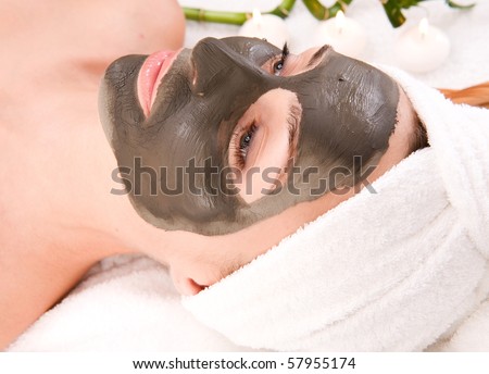 Sea Mud Mask on the woman\'s face.Spa