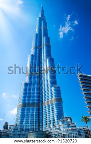 DUBAI, UAE. - NOVEMBER 29 : Burj Dubai - tallest building in the world, at 828m. on November 29, 2011 in Dubai, UAE. Day View from Downtown Dubai