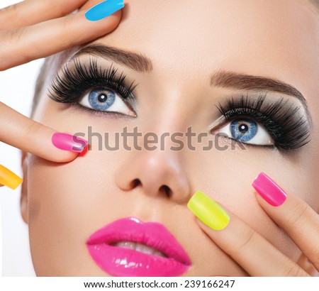 Similar – Image, Stock Photo Close up smoky portrait of young dark haired woman with curls, light blue eyes and freckles