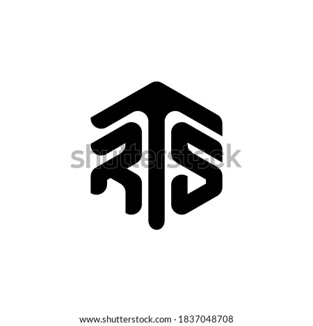 initial RTS Letter Logo Design polygon rounded  Monogram Icon Vector Template