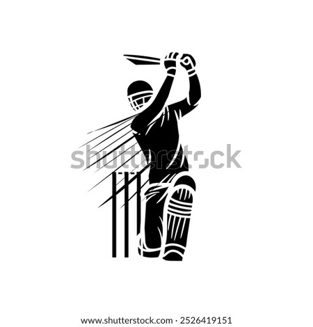 illustration of batsman playing cricket. Batsman In Playing Action On isolated white background. Cricket championship vector poster design. Cricket Player Hitting big Shot vector. championship banner.