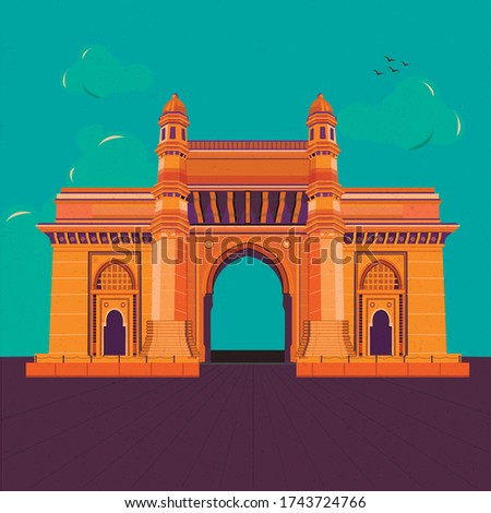 gateway of India Mumbai line art illustration