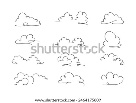 Clouds icon collection hand drawn. Doodle line design