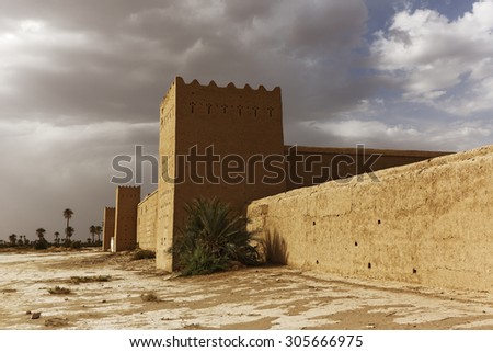Abandoned and deserted city in Ouarzazate, Morocco. The area also is being used as film studios.