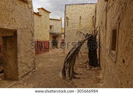 Abandoned and deserted city in Ouarzazate, Morocco. The area also is being used as film studios.