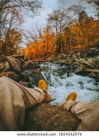 Chillen by the River on a Fall Day Stockfoto © 