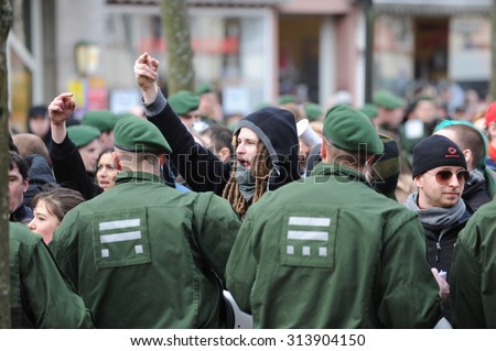 Zweibruecken, Germany - March 20, 2009: Protests against Neo Nazis and right wing extremists