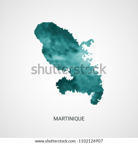 Martinique vector map - blue geometric gradient graphic background from hexagon dots.