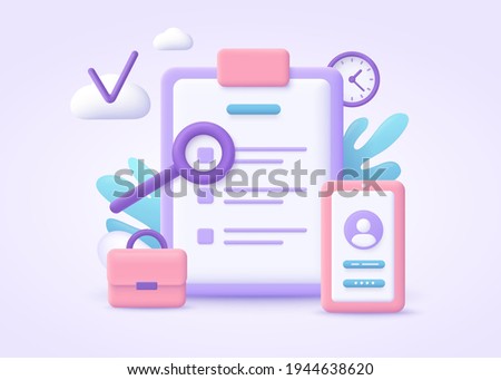 Business rule concept. List of rules, reading guidance, making checklist. 3d vector illustration.