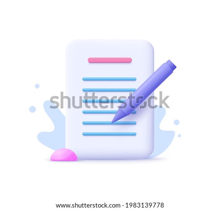 Copywriting, writing icon. Document concept. 3d vector illustration. 