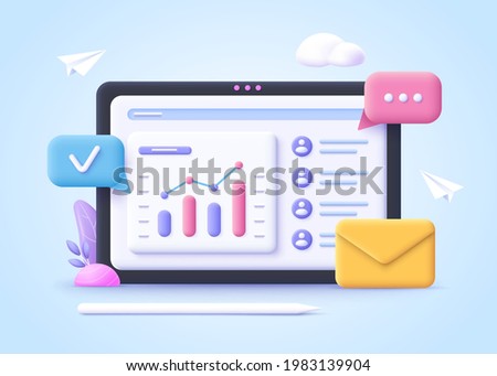 Assignments , analyzing data concept. 3d vector illustration.