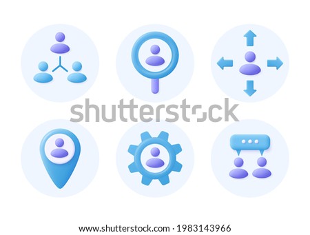 Business management icons.
Resource management and recruitment. 3d vector illustration.