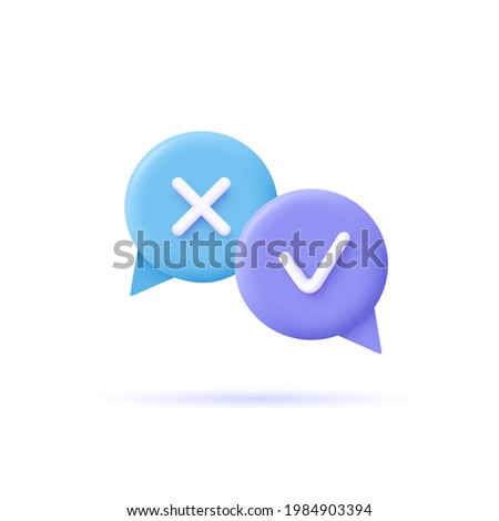 Assignment tasks icon. Speech bubbles with marks. 3d vector illustration.